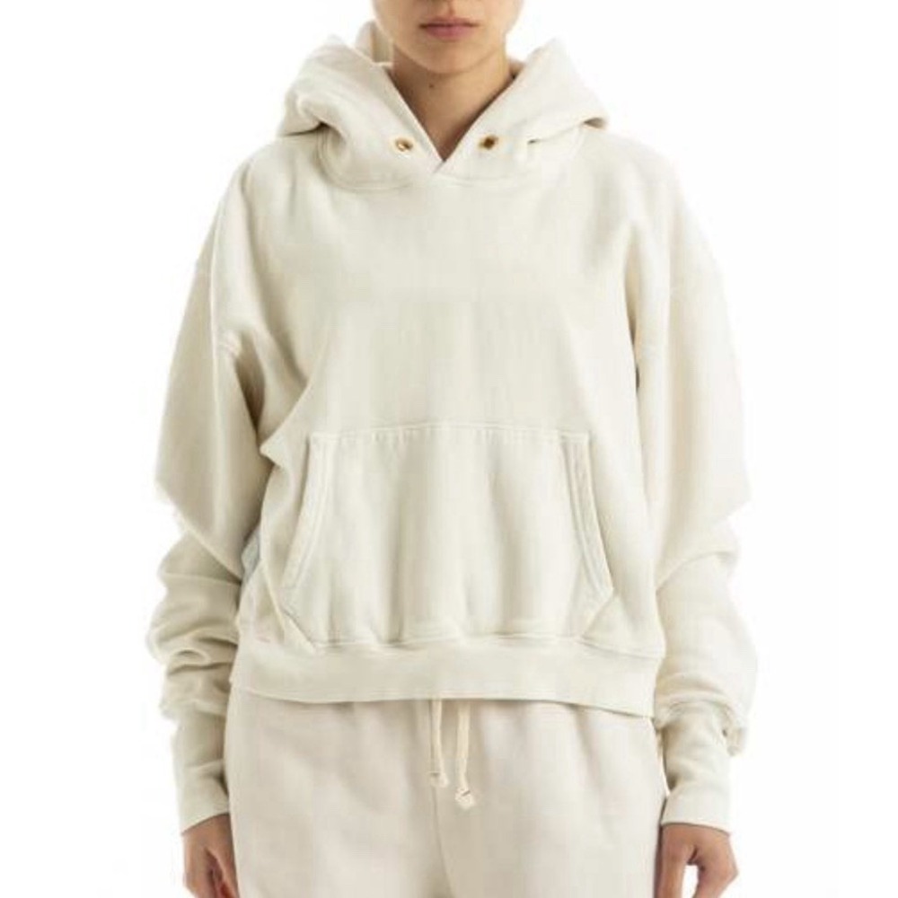 LES TIEN CARA CROP HOODIE SWEATER - IVORY $225 XS